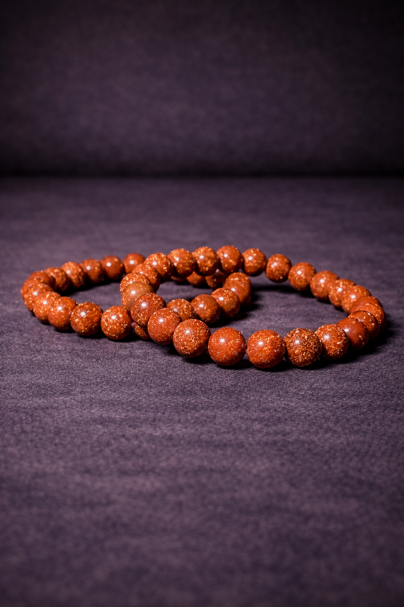 Gold Sandstone Bead Bracelet - 8 MM-1