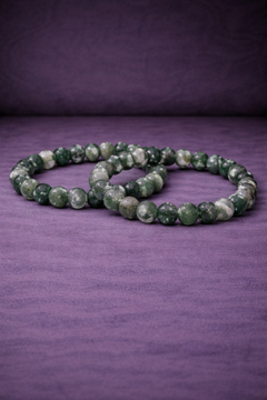 Moss Agate Bead Bracelet - 8 MM-1