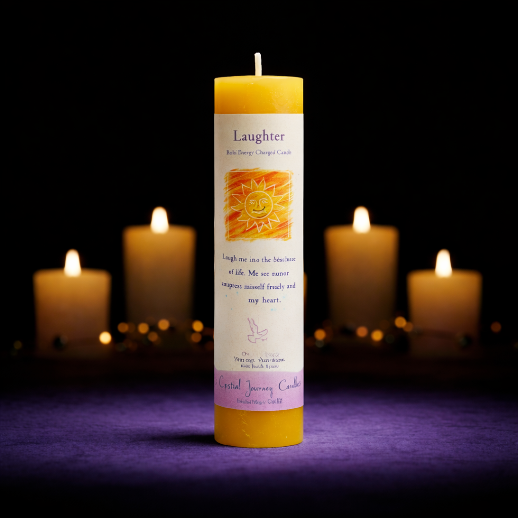 Reiki Herbal Pillar Candle Laughter-1