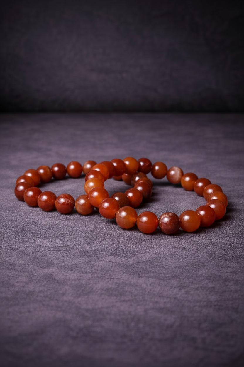 Carnelian Bead Bracelet - 8 MM