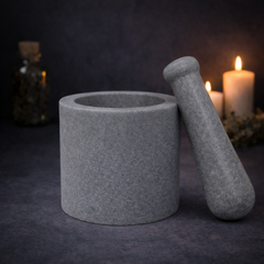 Gray Soapstone Mortar & Pestle 3" x 3"-1