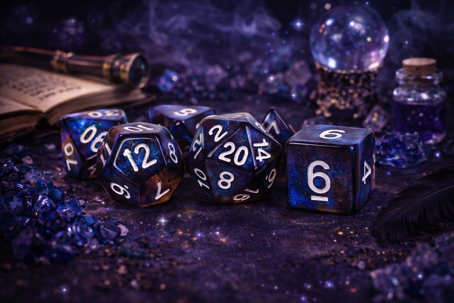 Stardust Acrylic Polyhedral Dice Set - Galaxy-1
