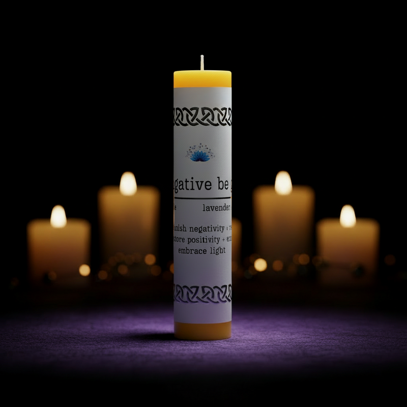 Manifestation Pillar Candle Negative Be Gone-1