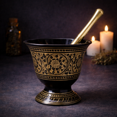 Black Carved Mortar & Pestle - 3.5" x 3.5"-1
