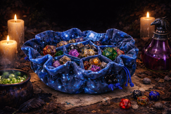 Velvet Compartment Dice Bag with 7 Pocket - Galaxy