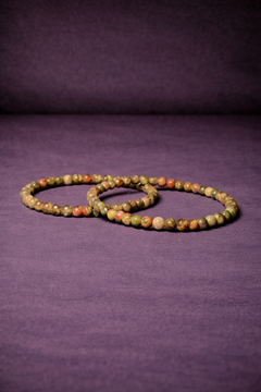 Unakite Bead Bracelet - 4 MM-1
