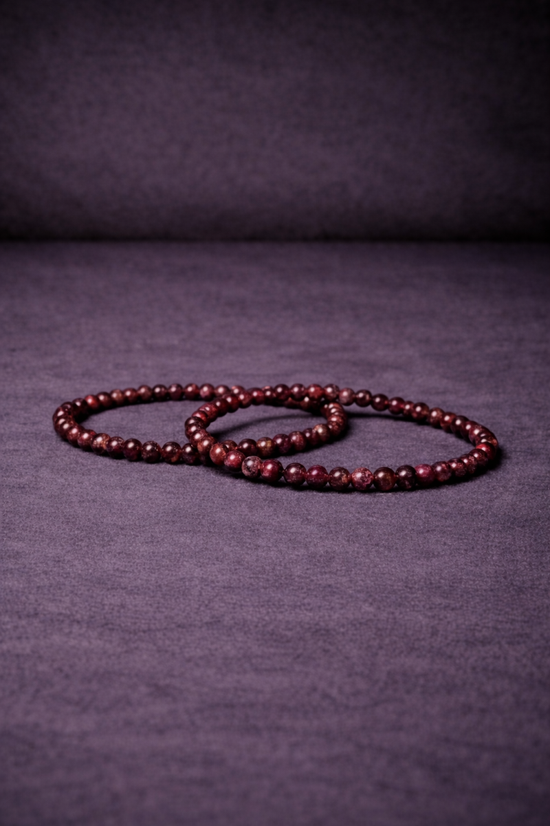 Garnet Bead Bracelet - 4 MM-1
