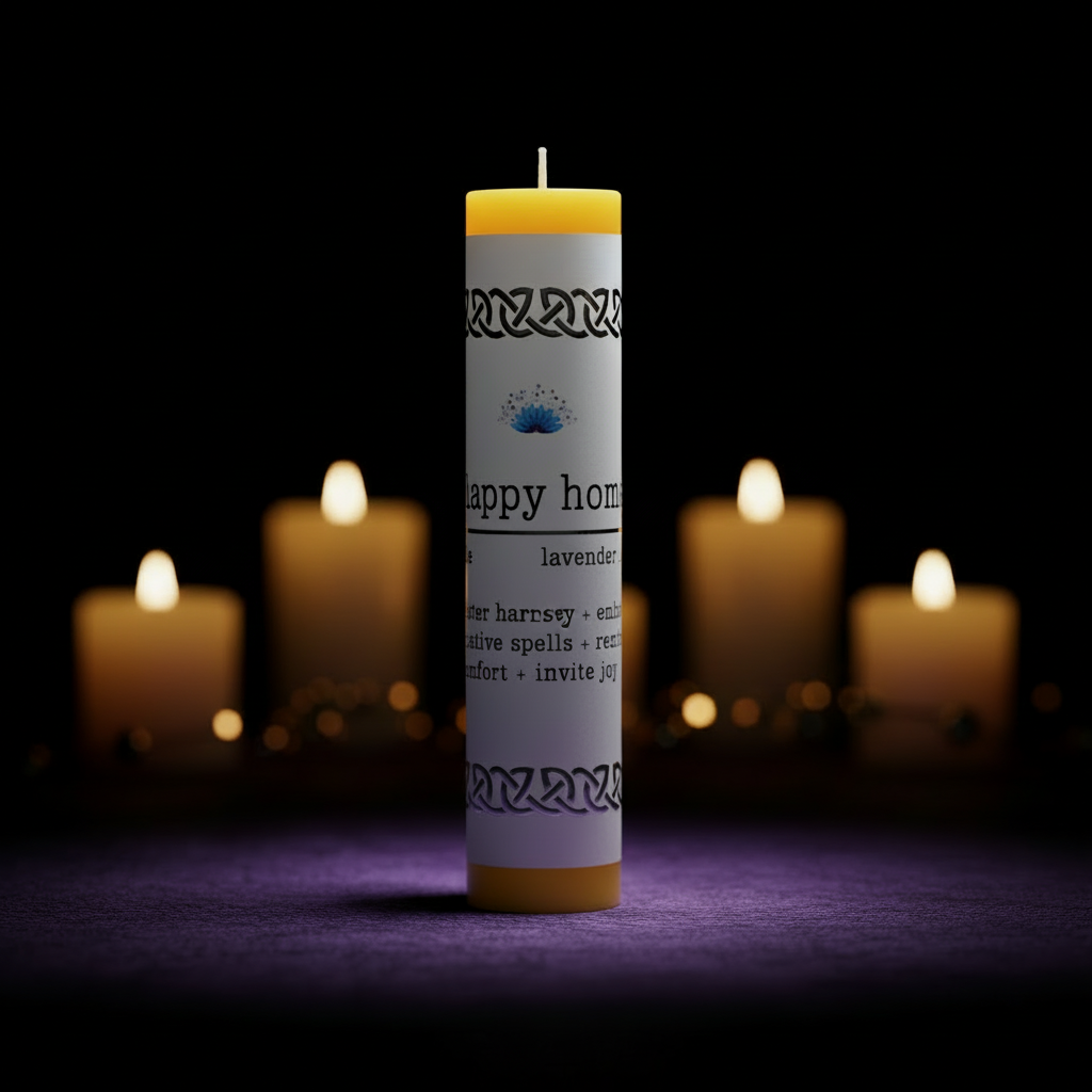 Manifestation Pillar Candle Happy Home