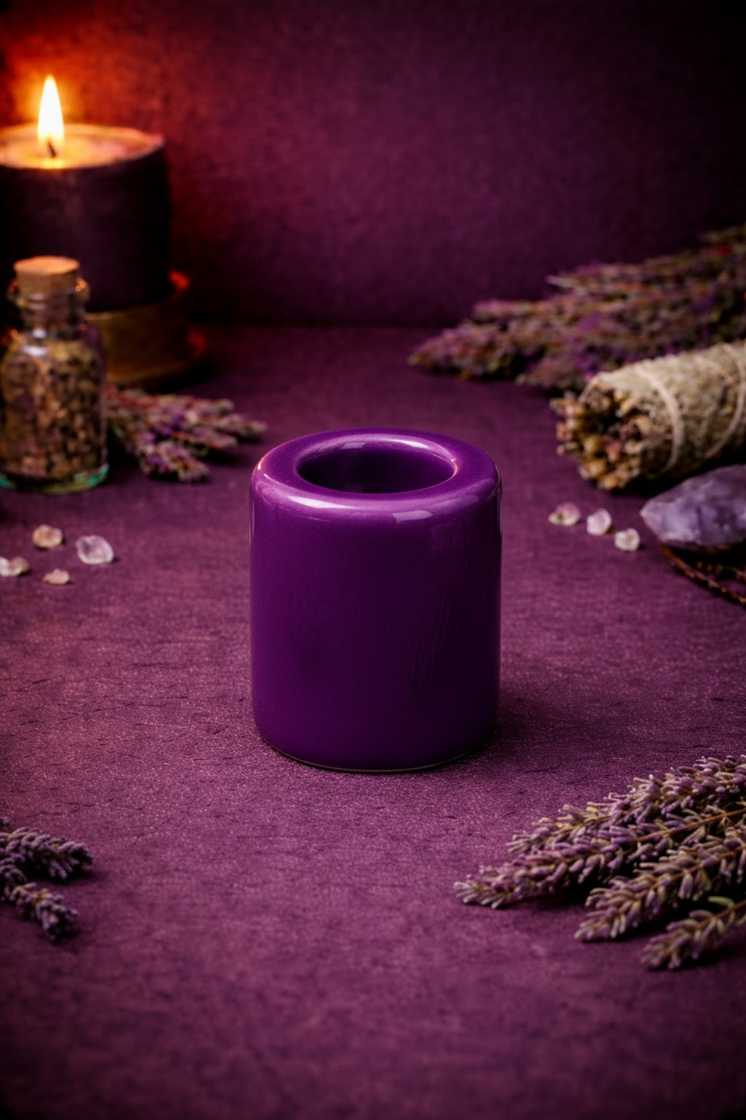 Ceramic Chime Candle Holder - Purple