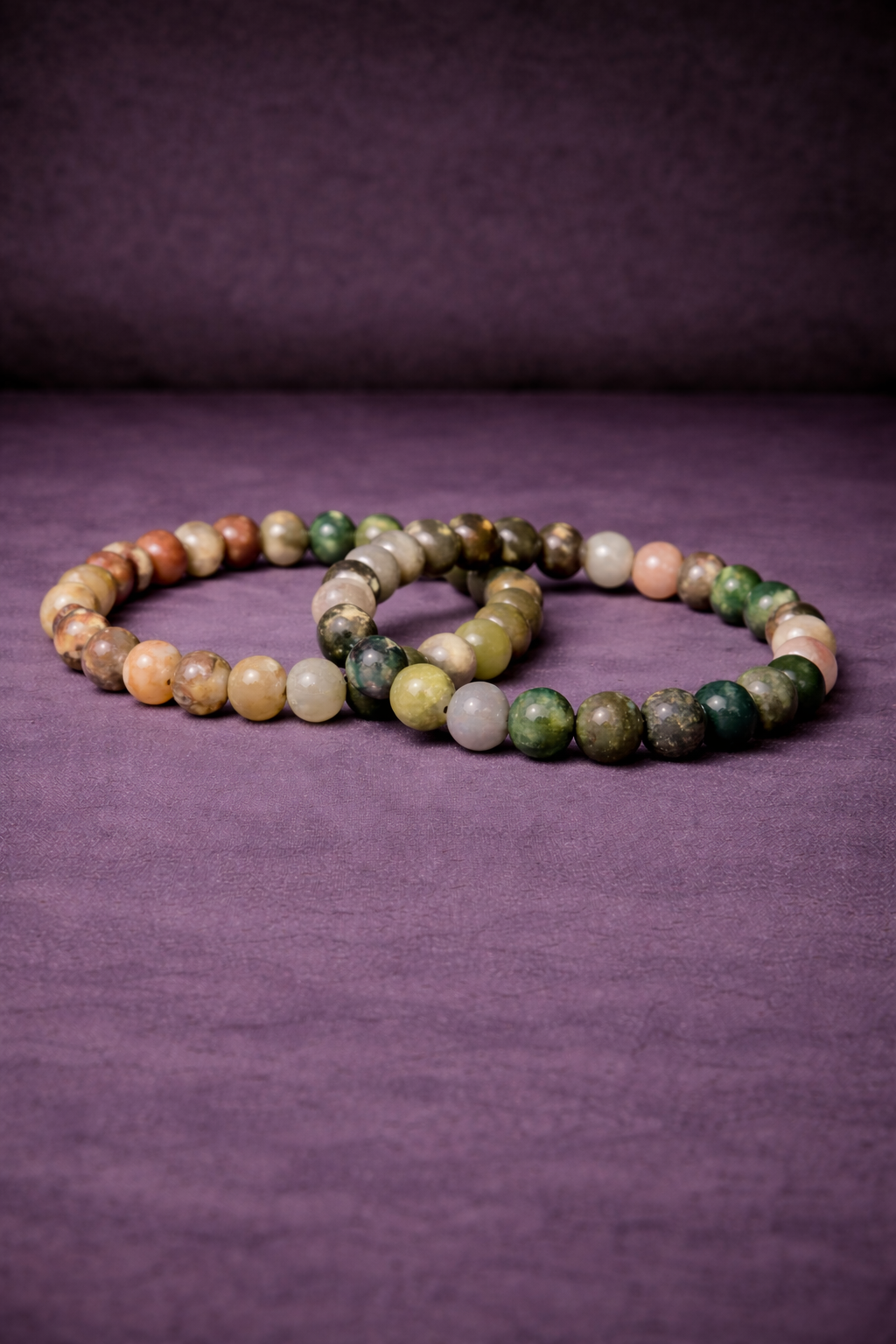 Colorful Moss Agate Bead Bracelet - 8 MM