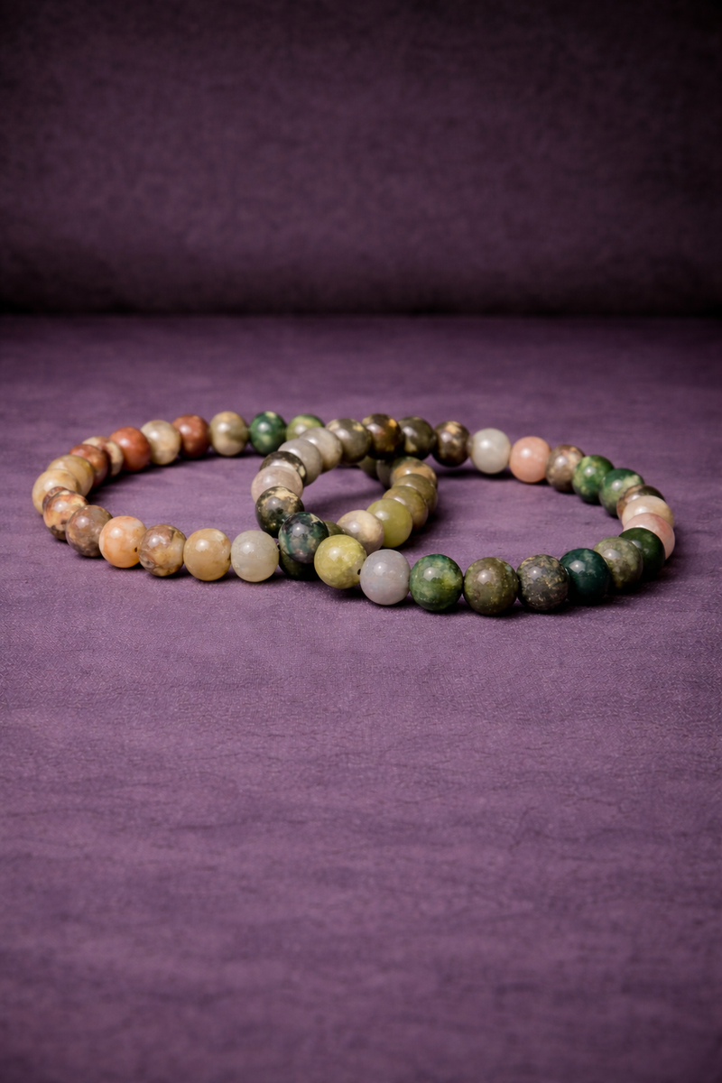 Colorful Moss Agate Bead Bracelet - 8 MM-1