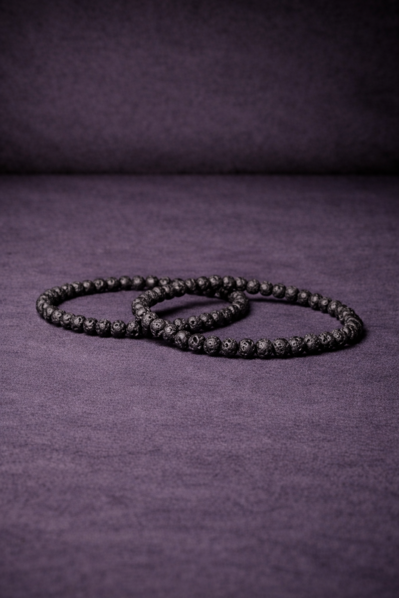 Lava Stone Bead Bracelet - 4mm-1