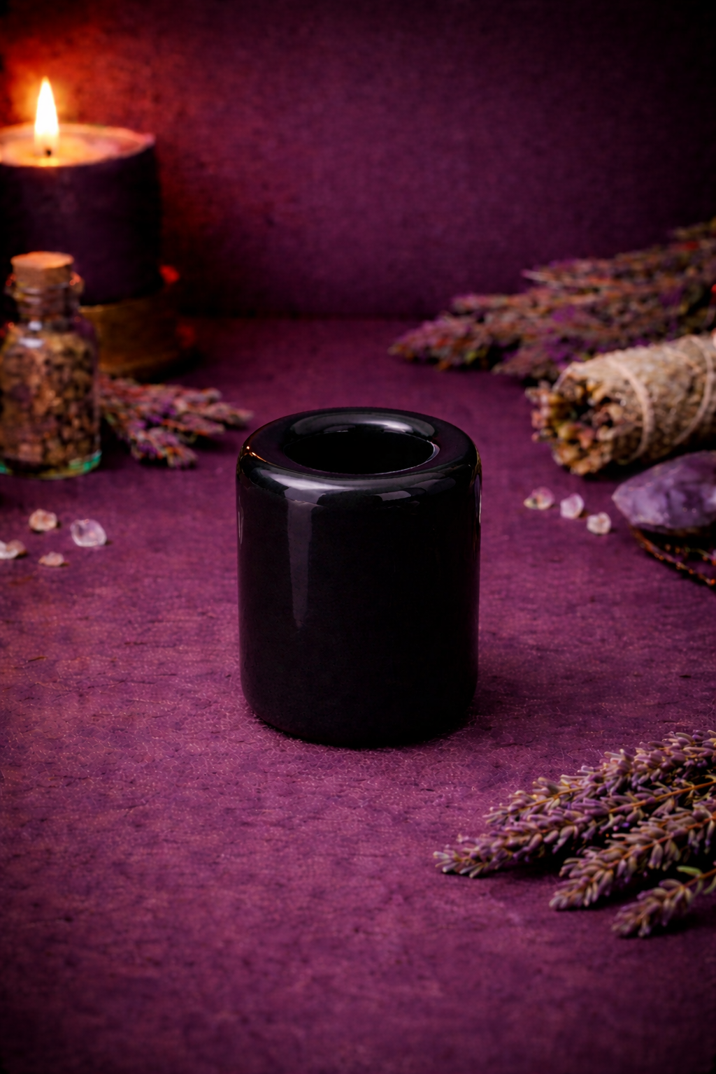Ceramic Chime Candle Holder - Black