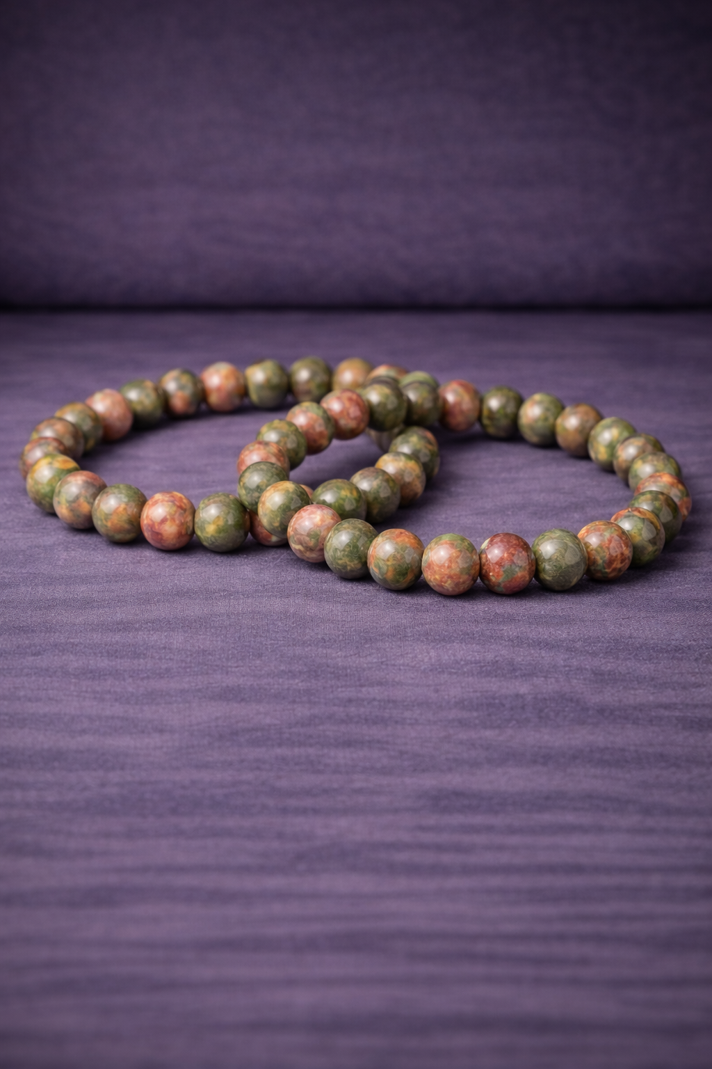 Unakite Bead Bracelet - 8 MM