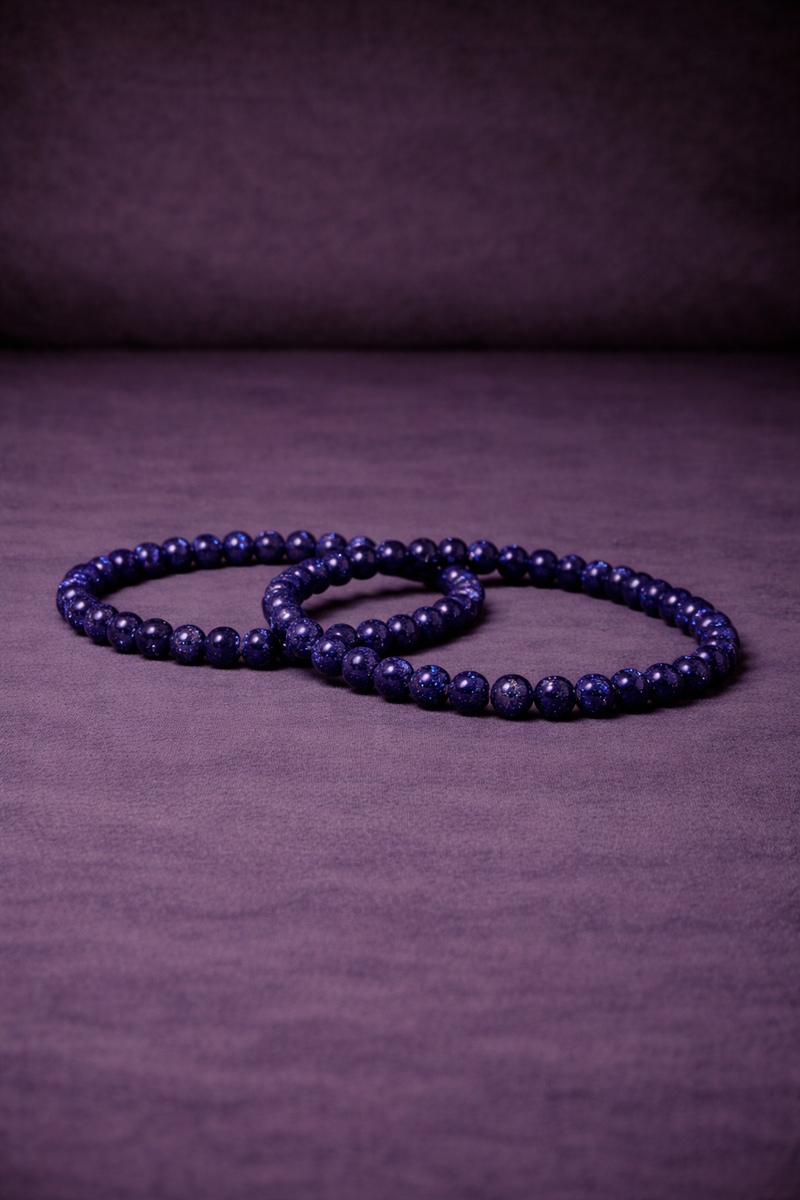 Blue Sandstone Bead Bracelet - 4 MM-1
