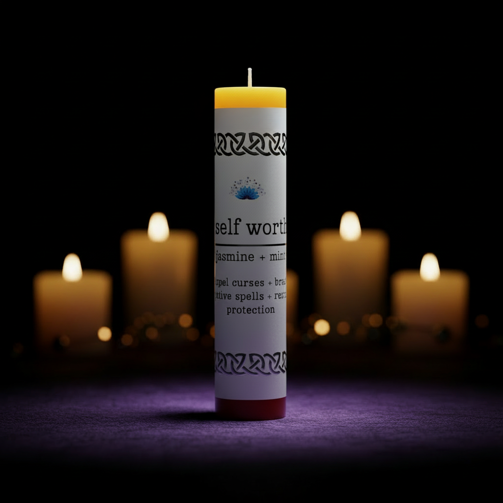 Manifestation Pillar Candle Self Worth-1