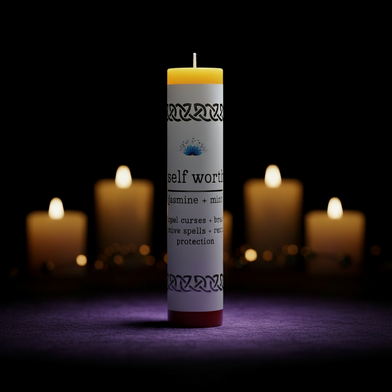 Manifestation Pillar Candle Self Worth-1